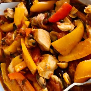 Chicken with smoked paprika and mixed peppers