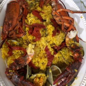 Lobster and clams saffron rice